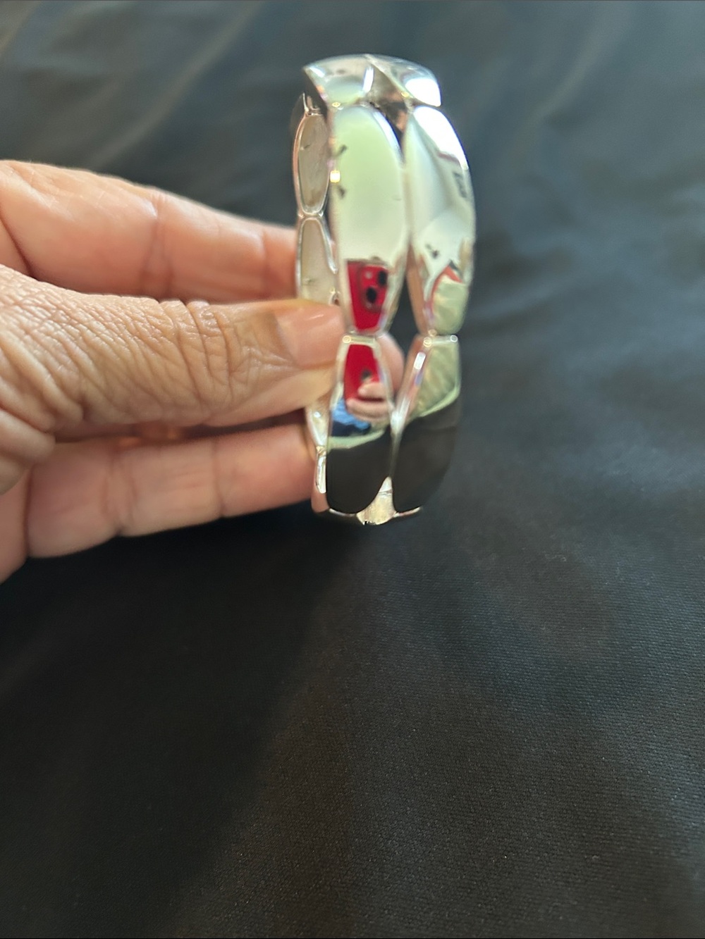 Silver Tone Chunky Link Bracelet - Mirror Finish